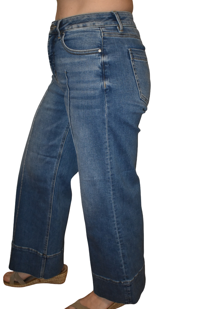 Risen Mid Rise Crop Wide Leg Jean