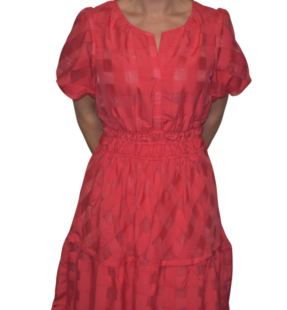 Basketweave Tiered Midi Dress