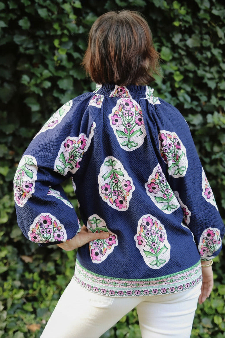 Boho Floral Print Tunic Top