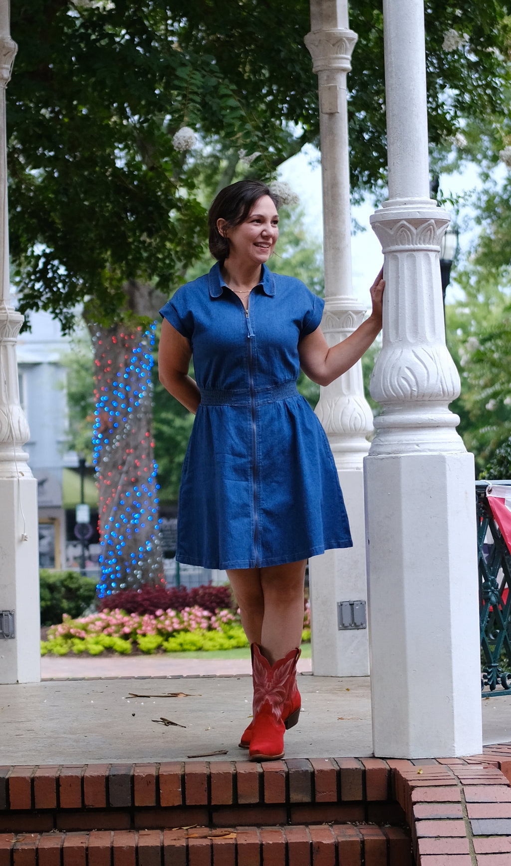 Front Zip Denim Dress
