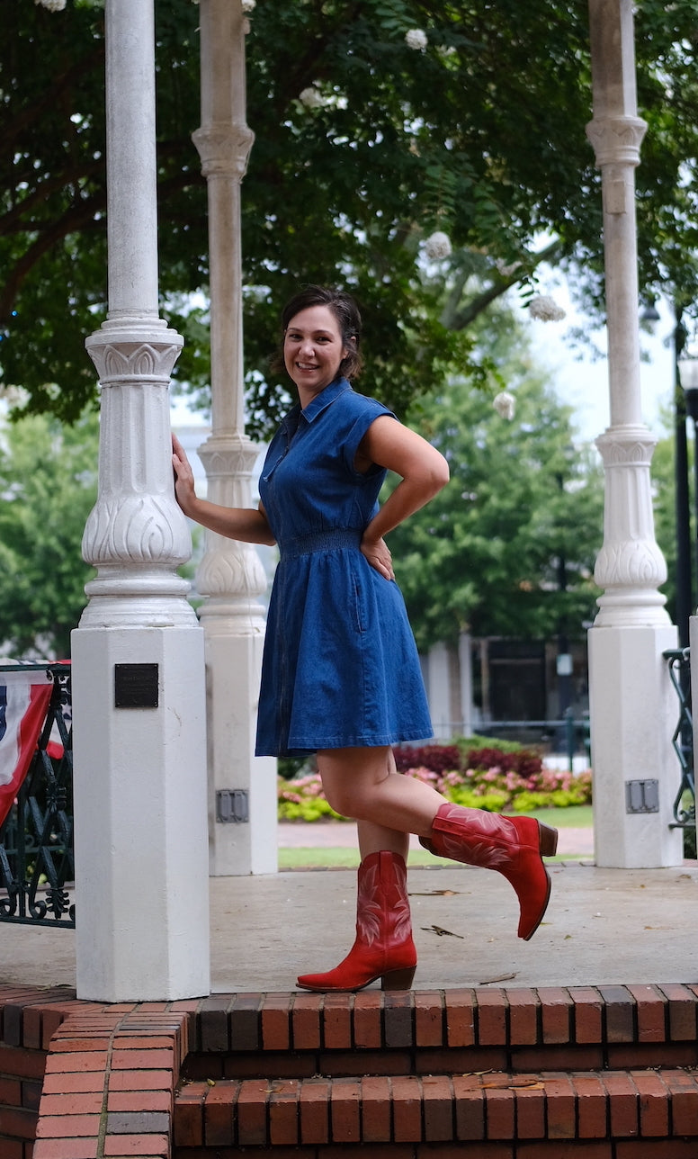 Front Zip Denim Dress