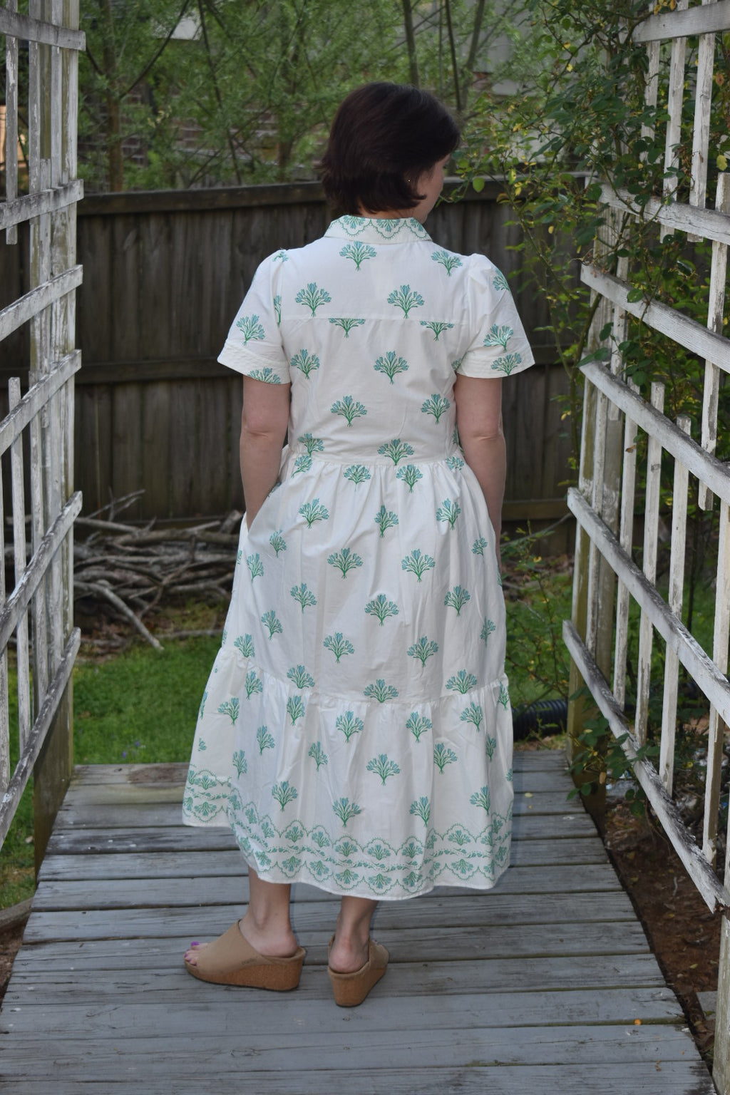 Floral Short Sleeve Tiered Midi Dress