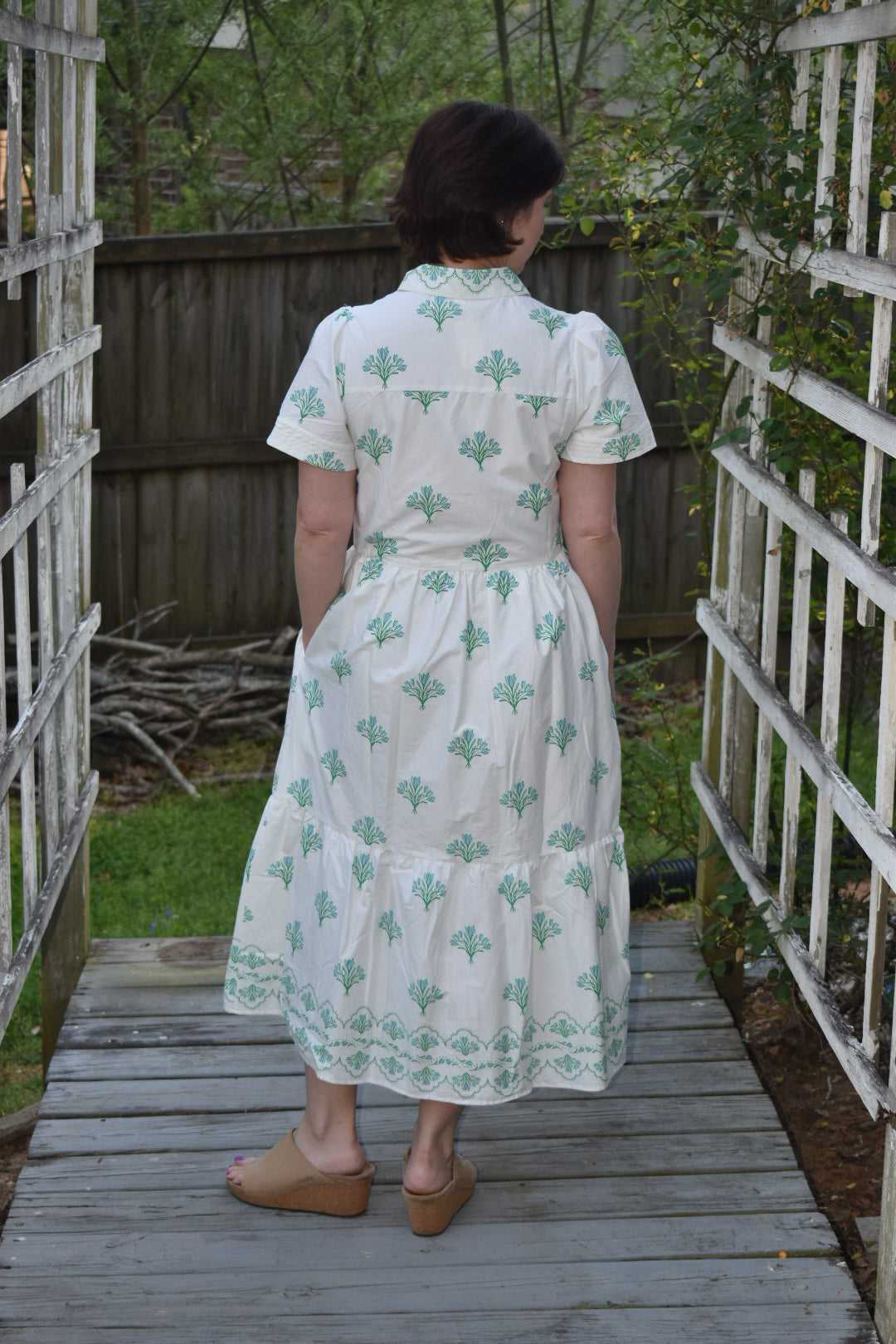 Floral Short Sleeve Tiered Midi Dress
