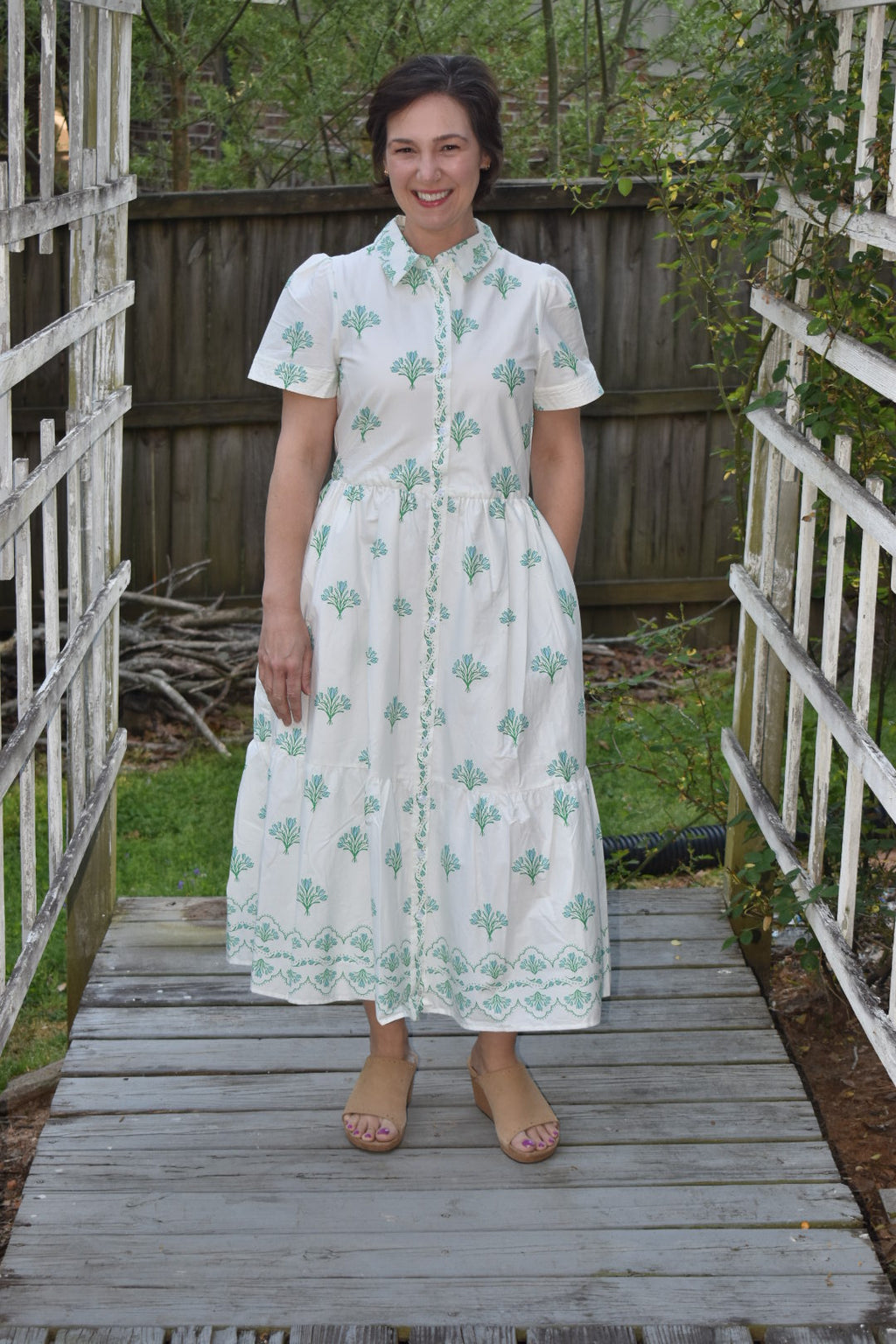 Floral Short Sleeve Tiered Midi Dress
