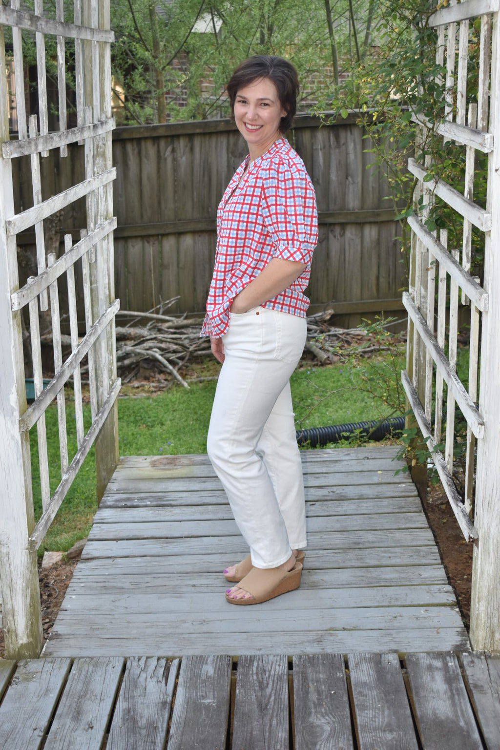 Red, White and Gingham Short Sleeve Top