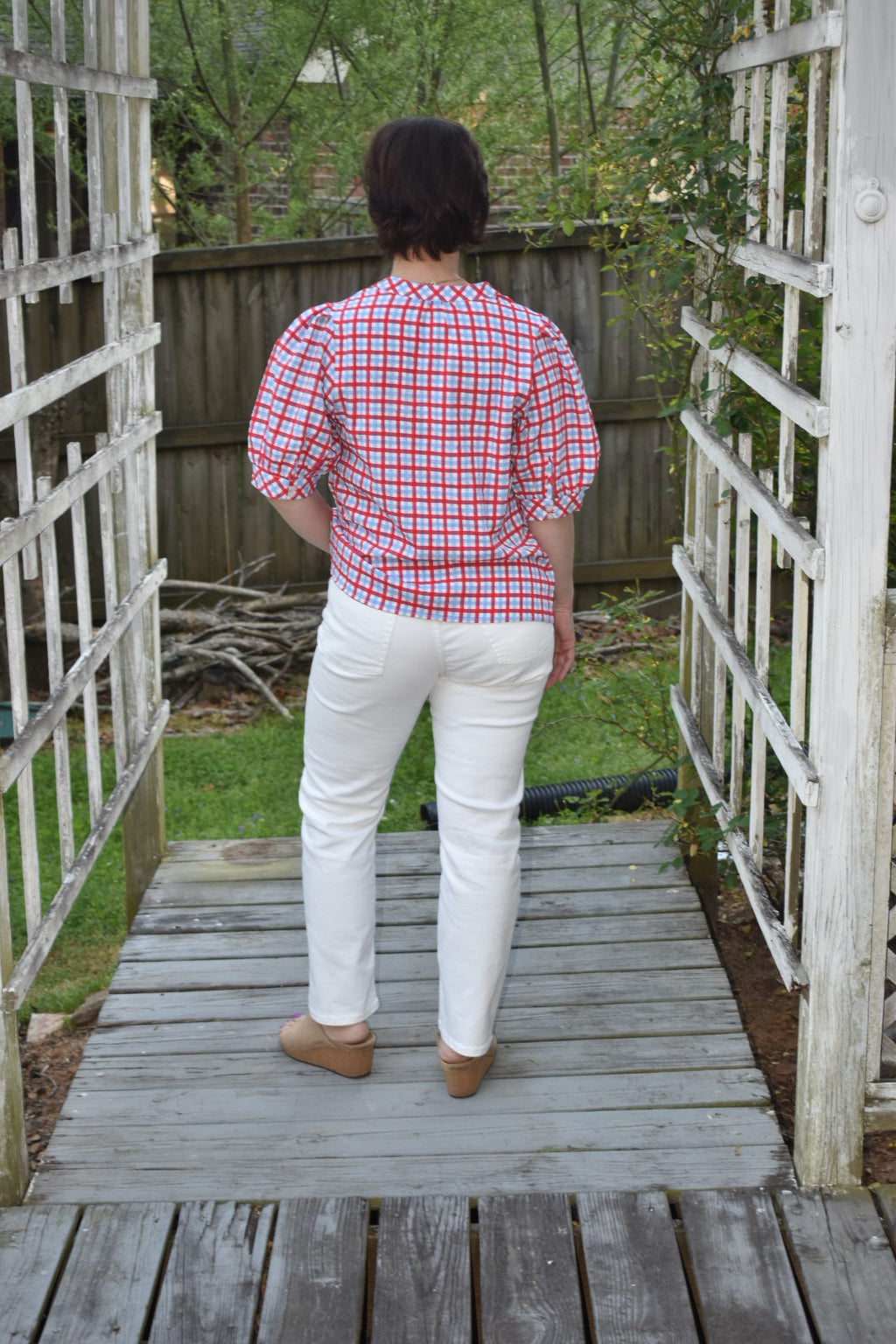 Red, White and Gingham Short Sleeve Top