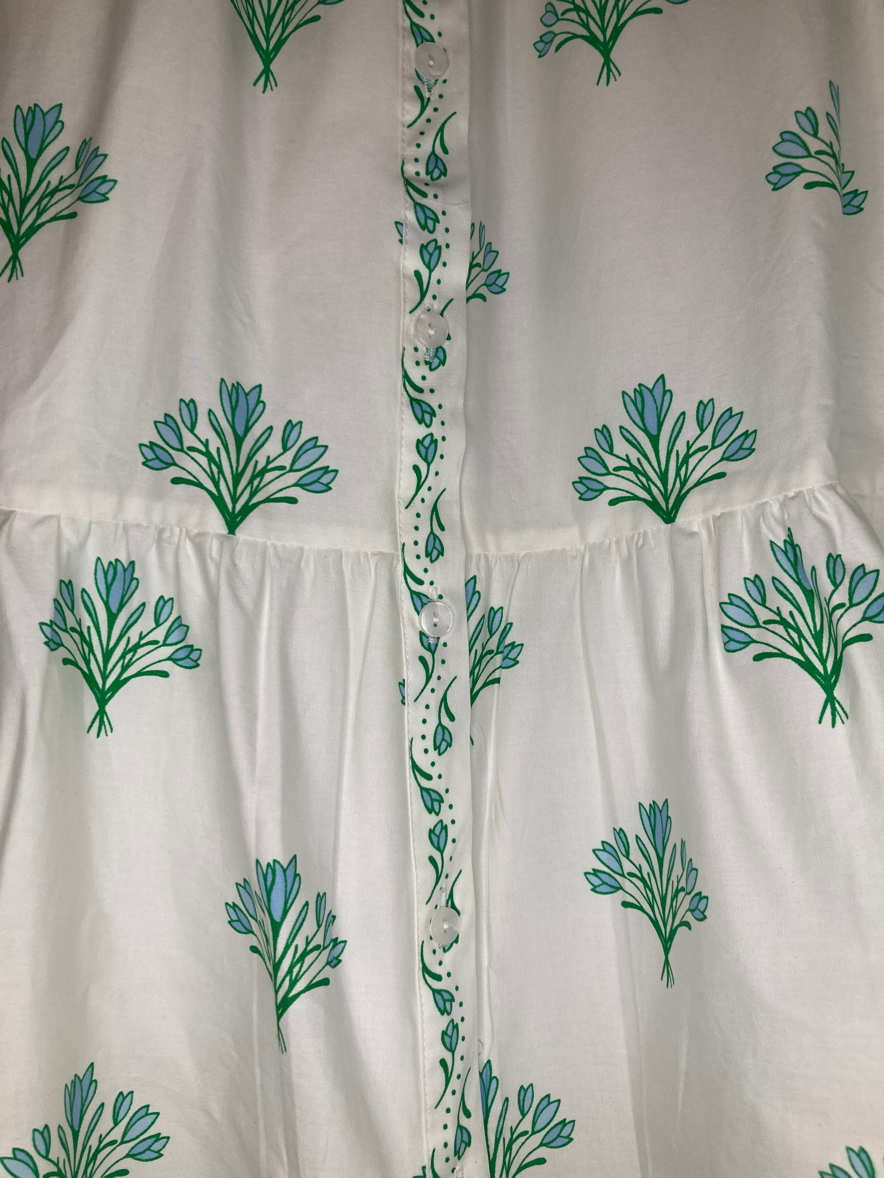 Floral Short Sleeve Tiered Midi Dress