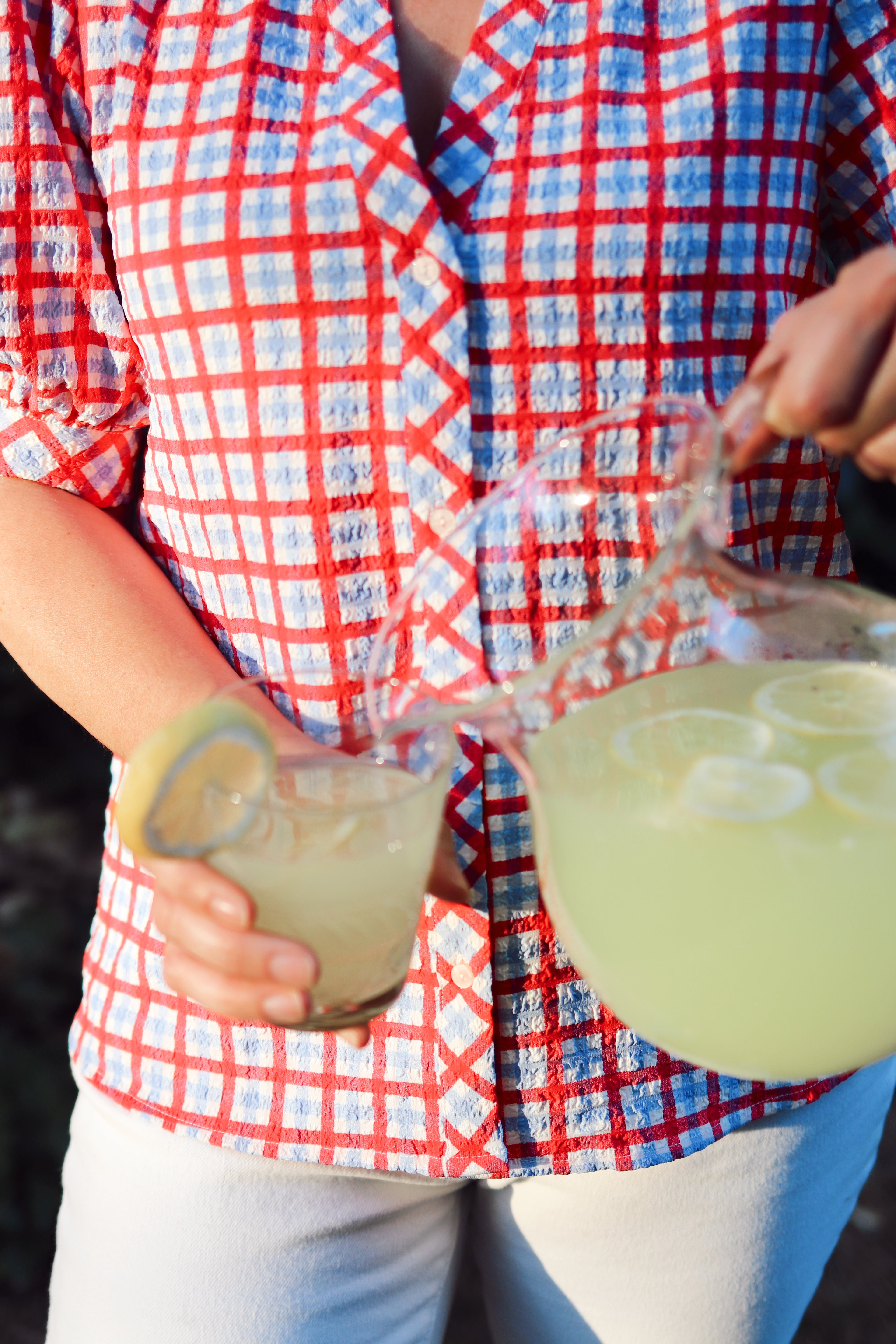 Red, White and Gingham Short Sleeve Top