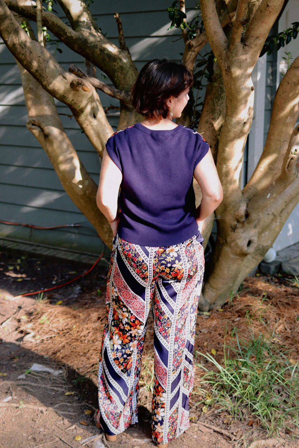 Mix Media Printed Sleeveless Top