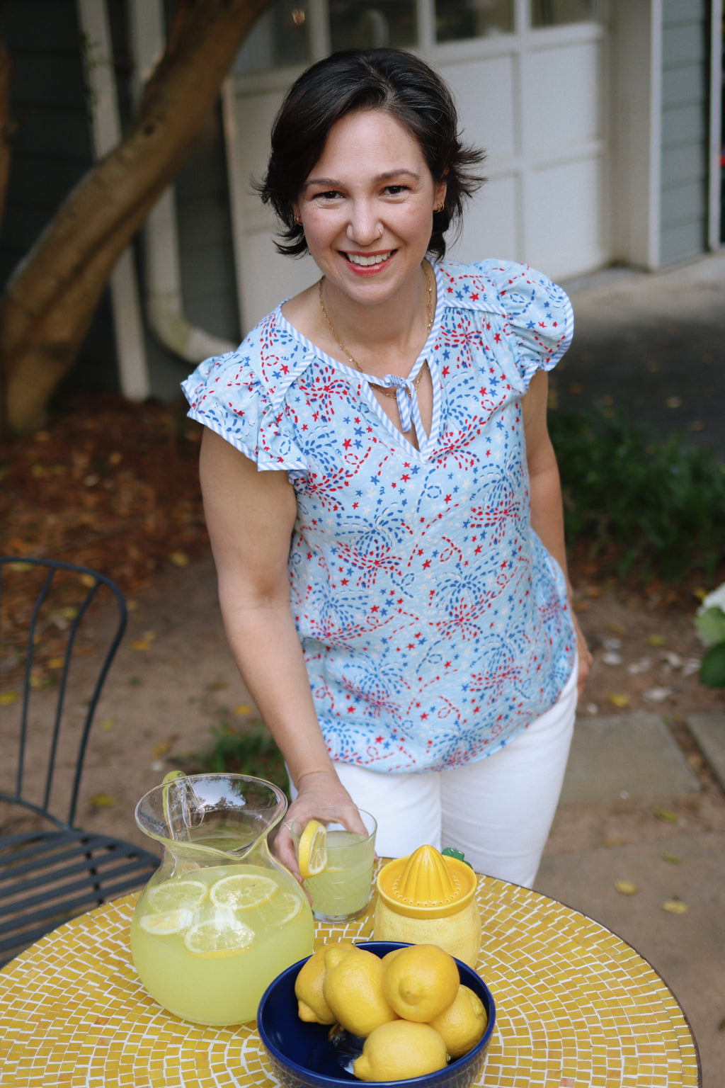 Star Spangled Blue Flutter Sleeve Top
