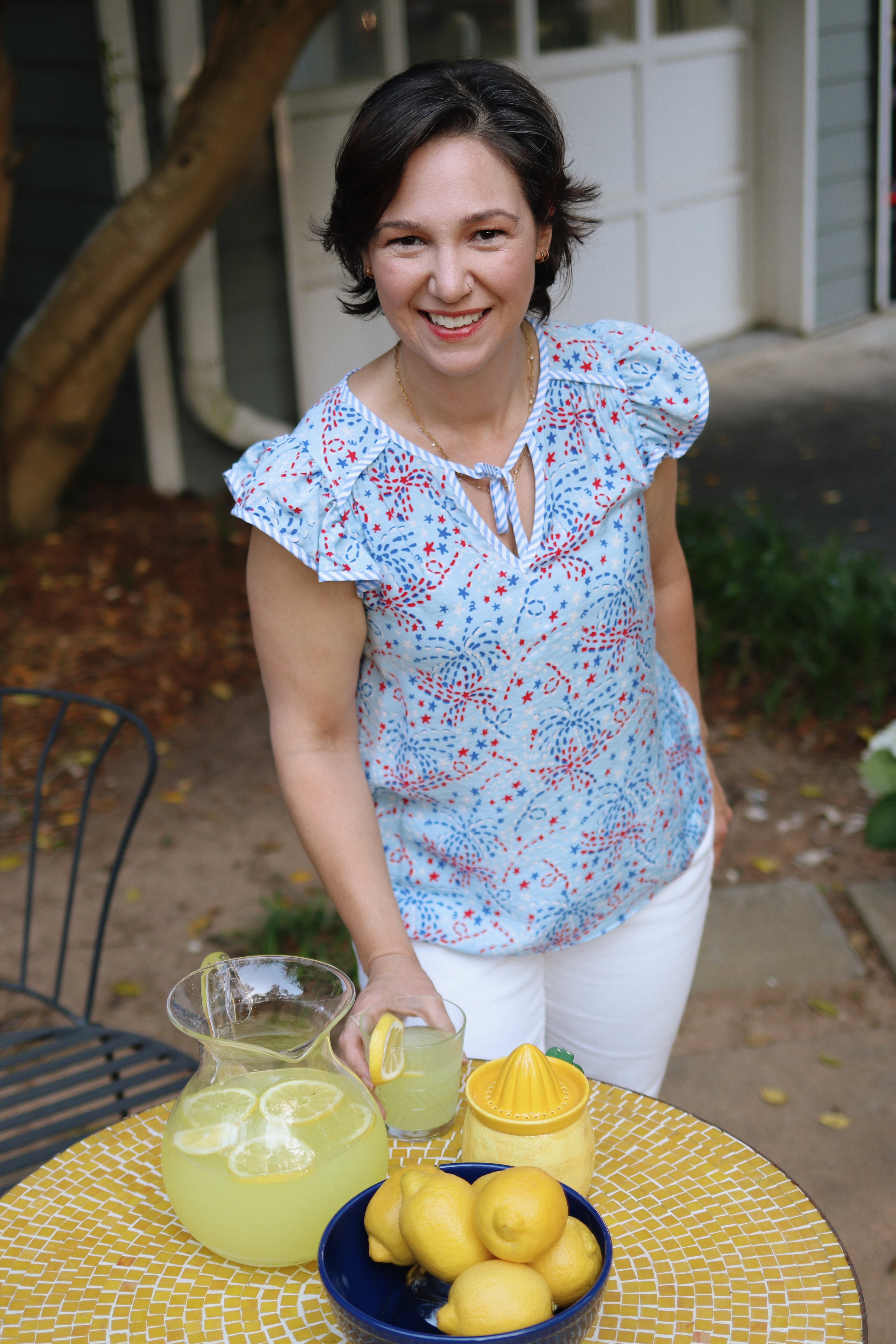 Star Spangled Blue Flutter Sleeve Top