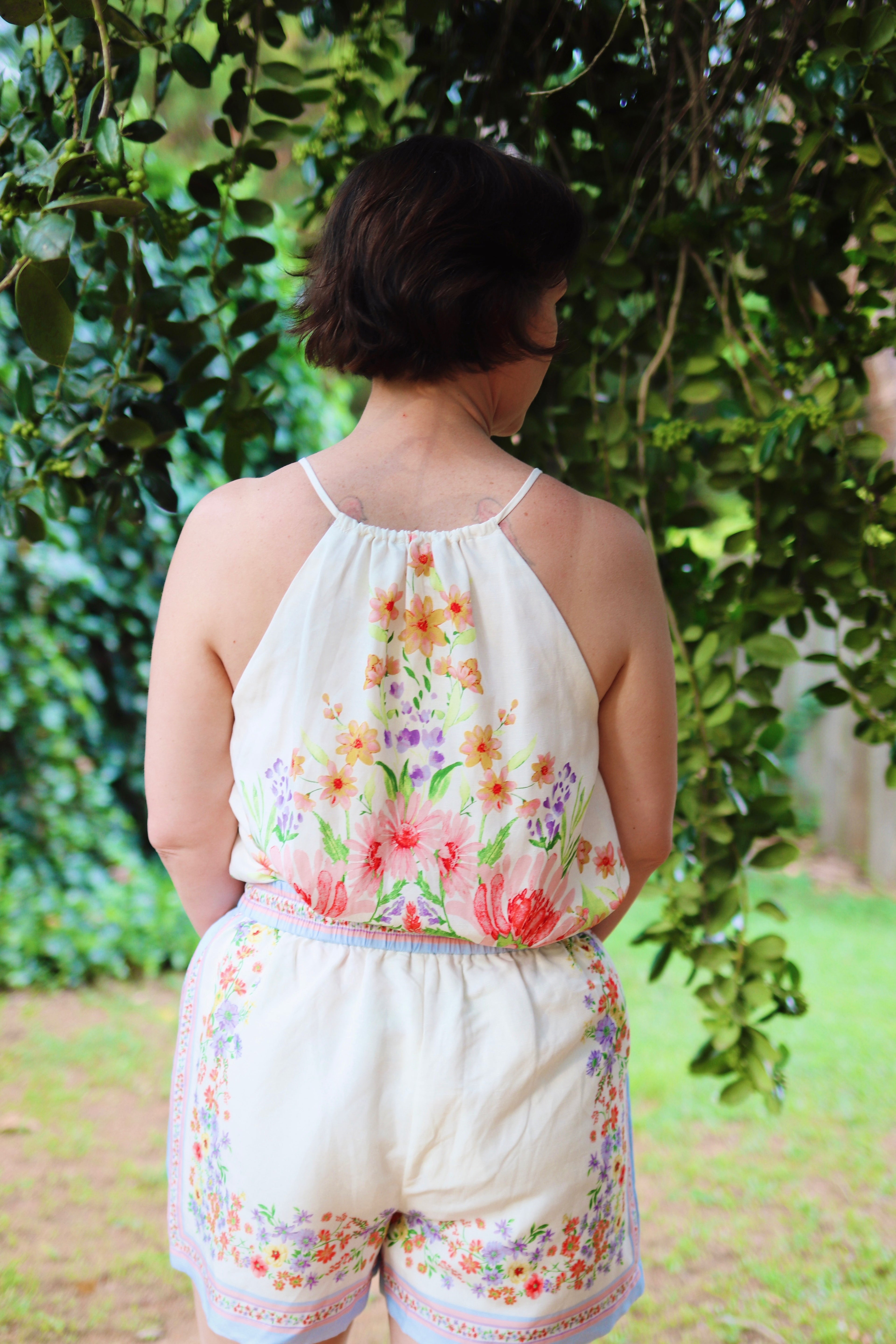 Drawstring Floral Print Shorts