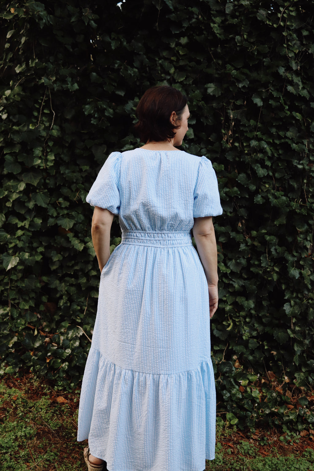 Tracey Balloon Sleeve Seersucker Maxi Dress