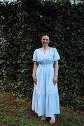 Tracey Balloon Sleeve Seersucker Maxi Dress