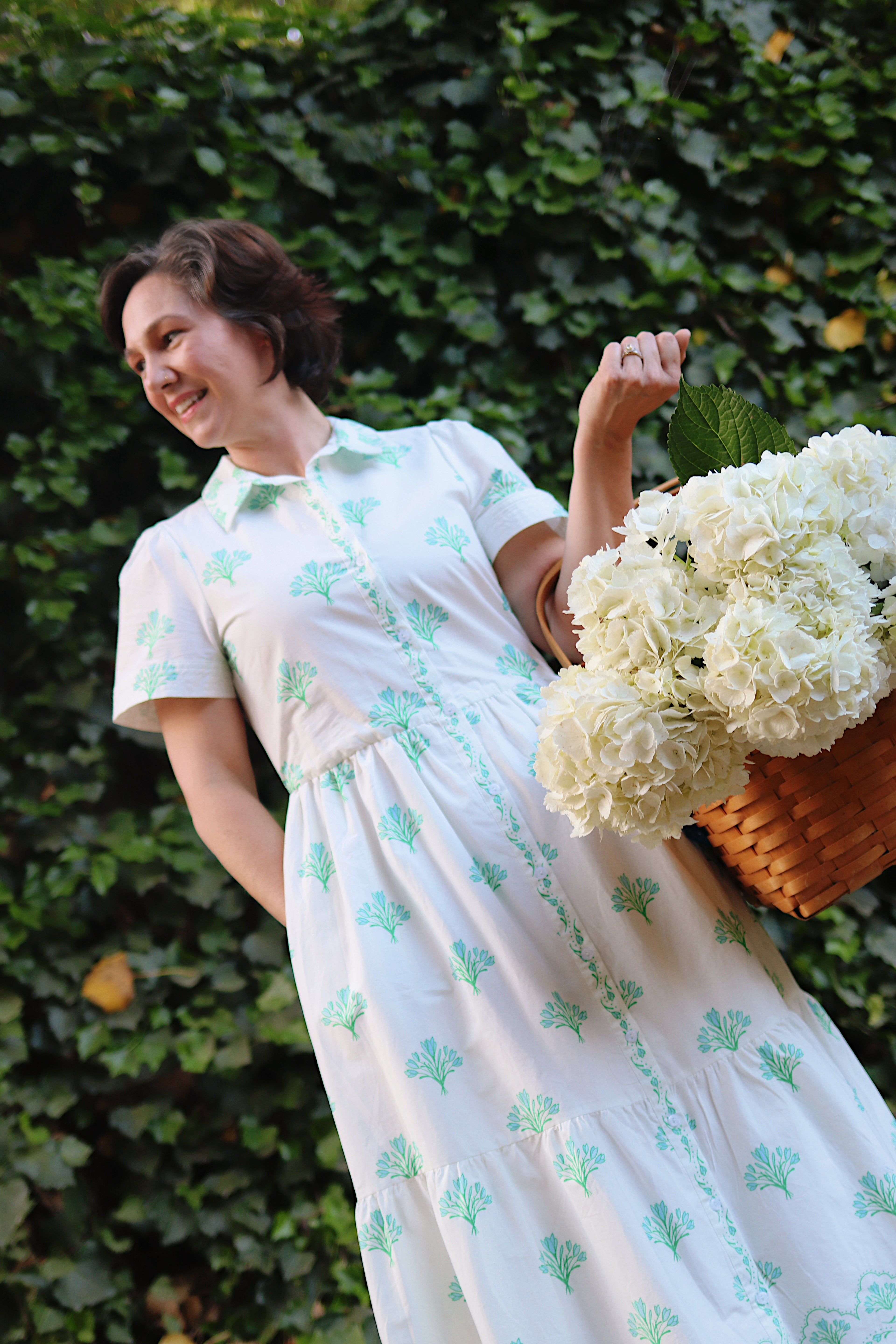 Floral Short Sleeve Tiered Midi Dress