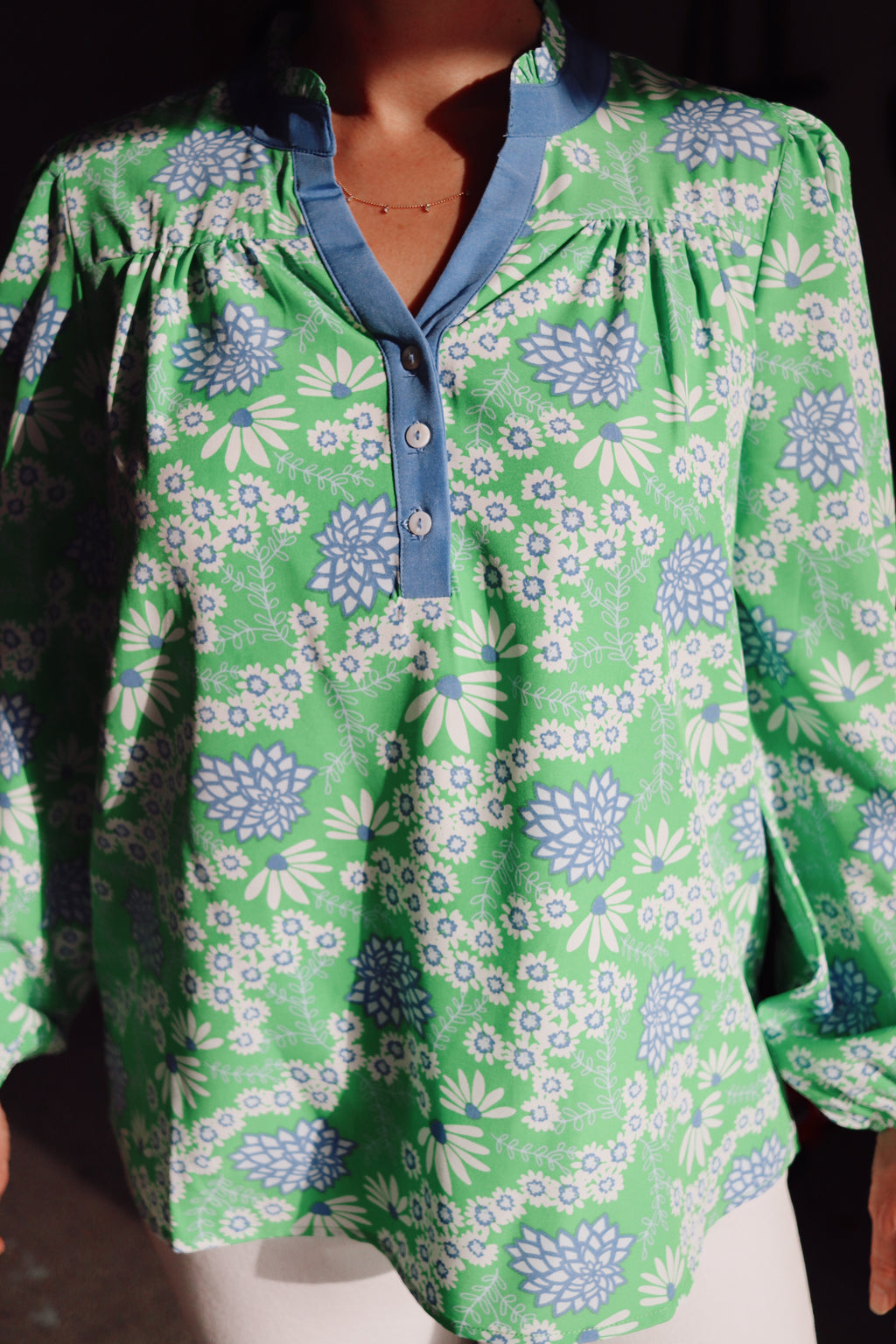Gianna Long Sleeve Floral Peasant Top