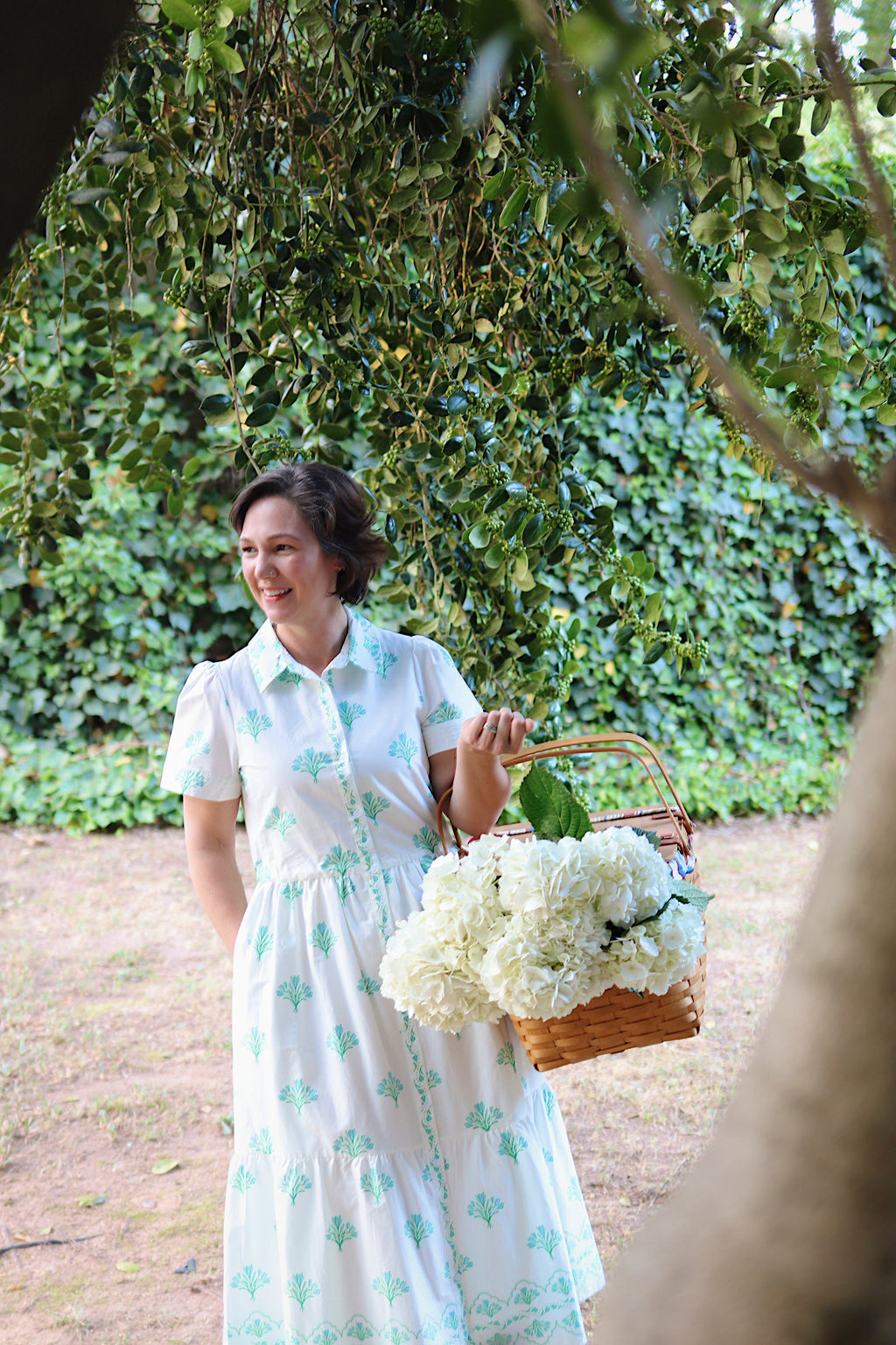 Floral Short Sleeve Tiered Midi Dress