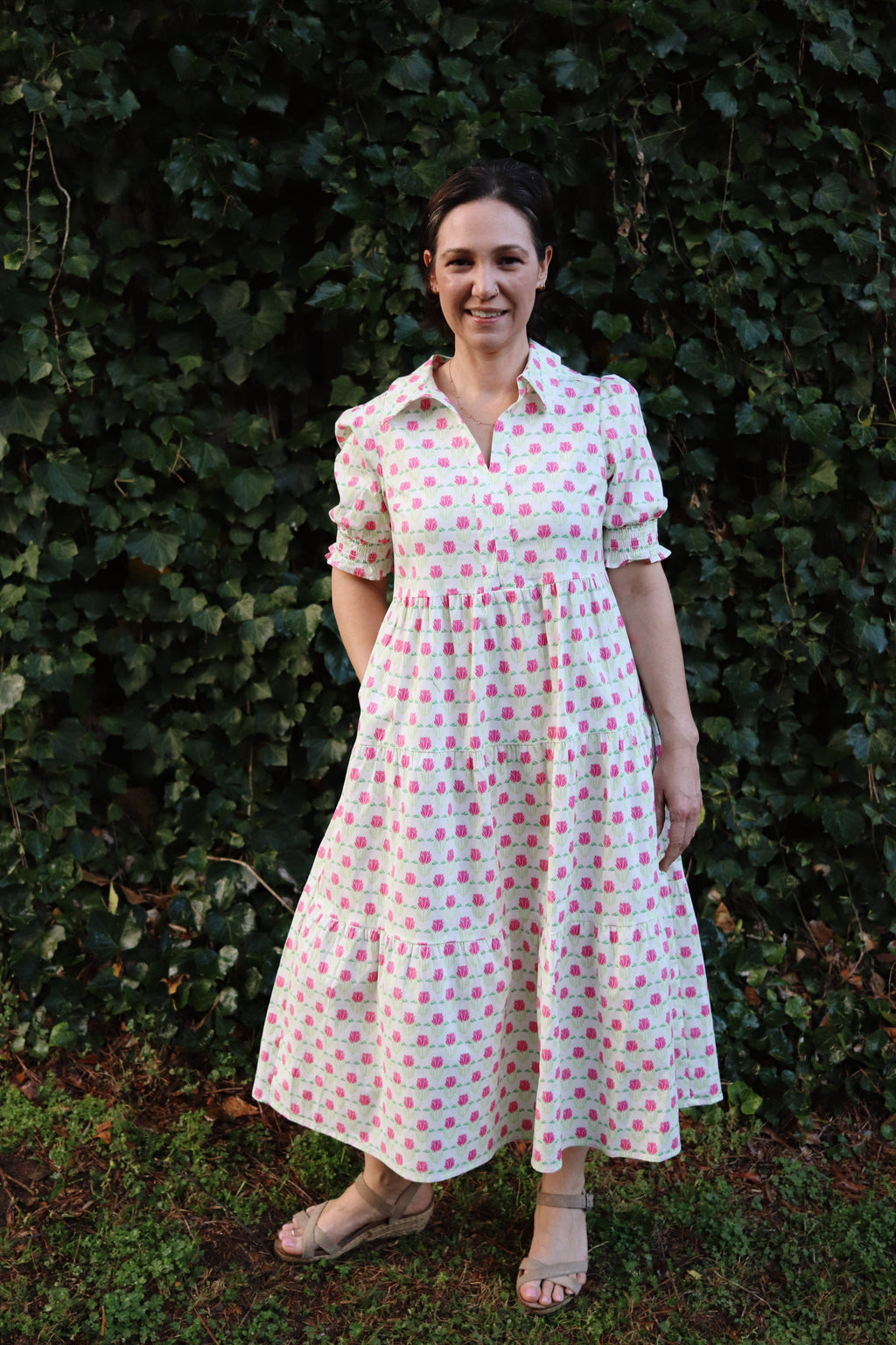 Molly Floral Short Sleeve Midi Dress