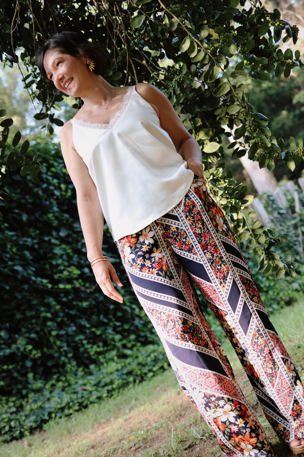 Mix Media Printed Pants