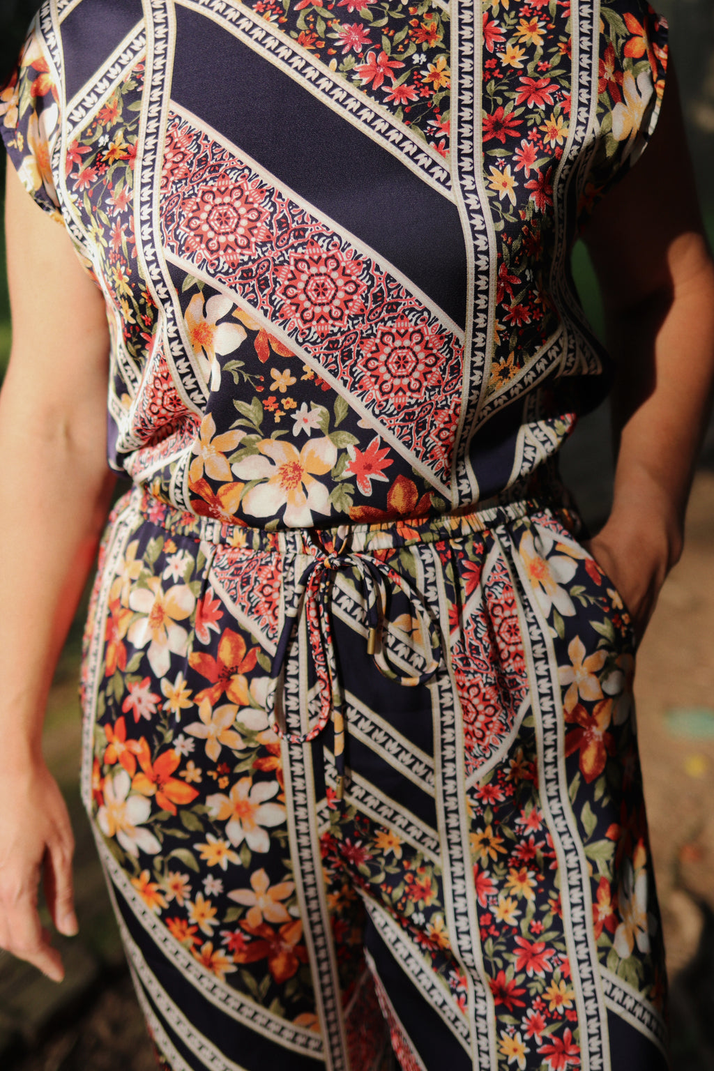 Mix Media Printed Pants