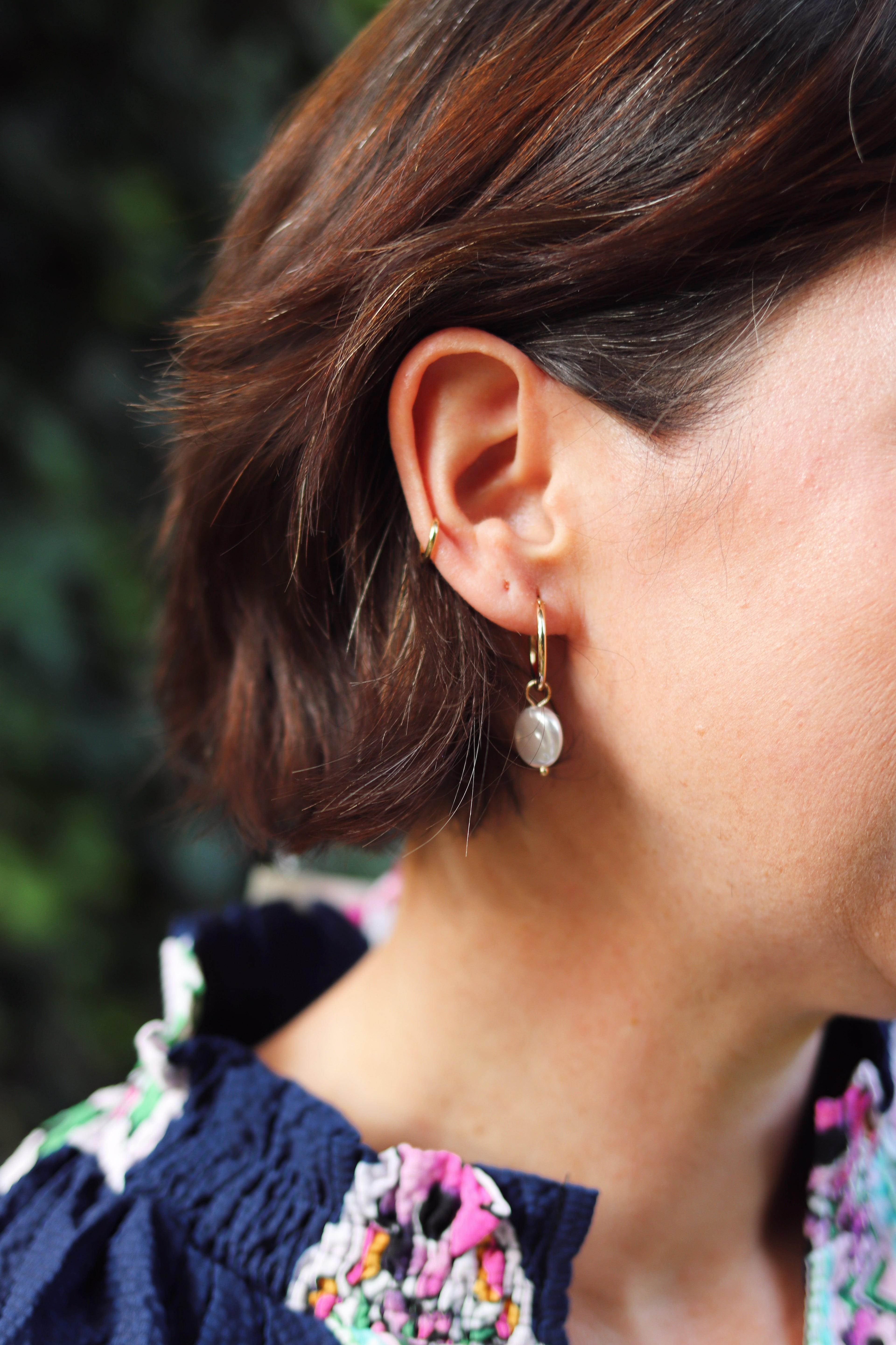 Janelle Pearl Drop Hoop Earring