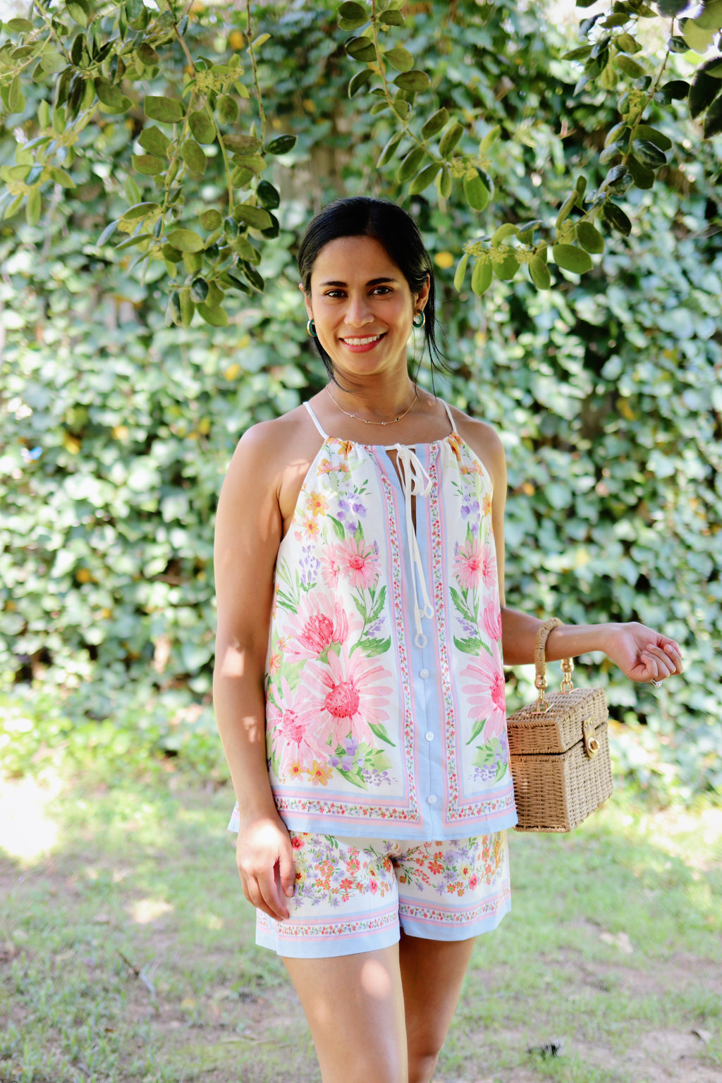 Drawstring Floral Print Shorts