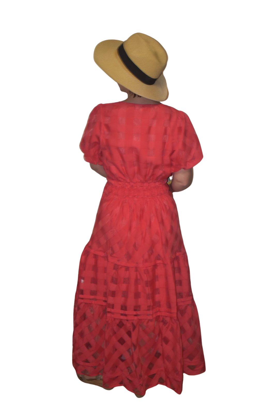 Basketweave Tiered Midi Dress