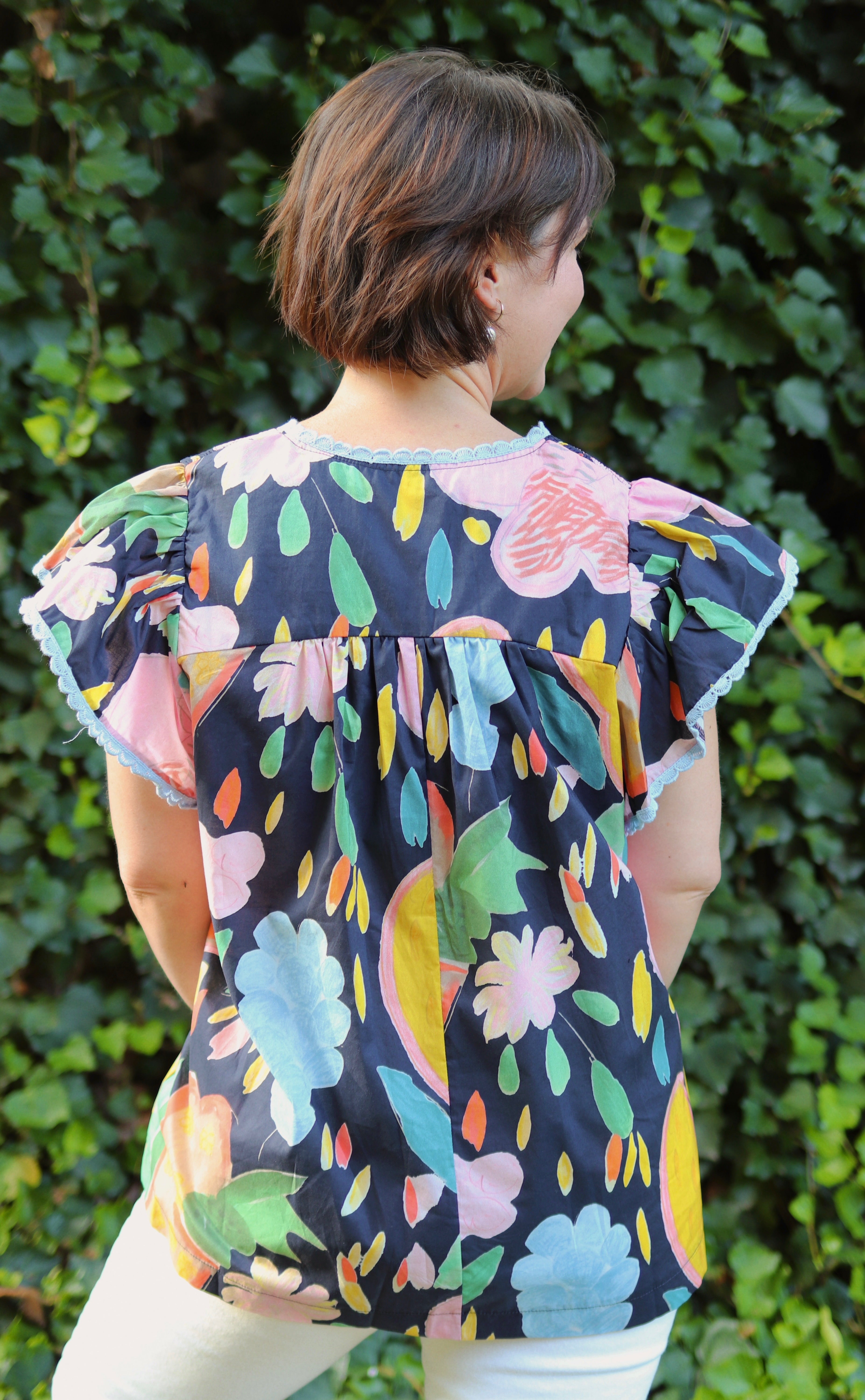 Floral Flutter Sleeve Top
