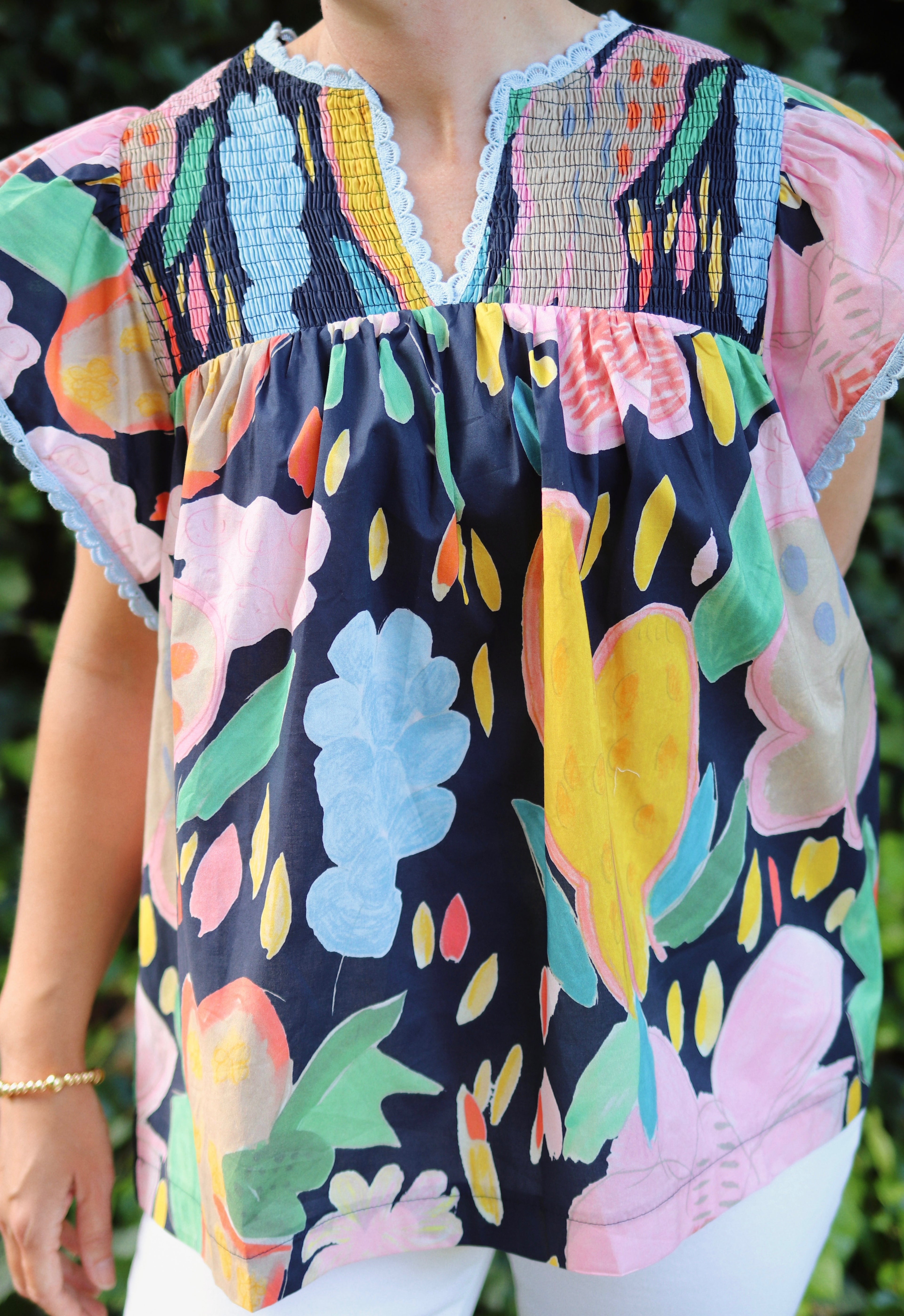 Floral Flutter Sleeve Top