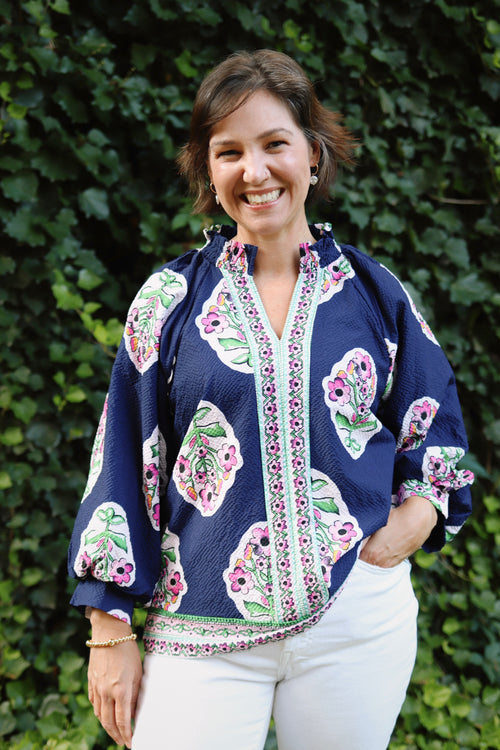 Boho Floral Print Tunic Top