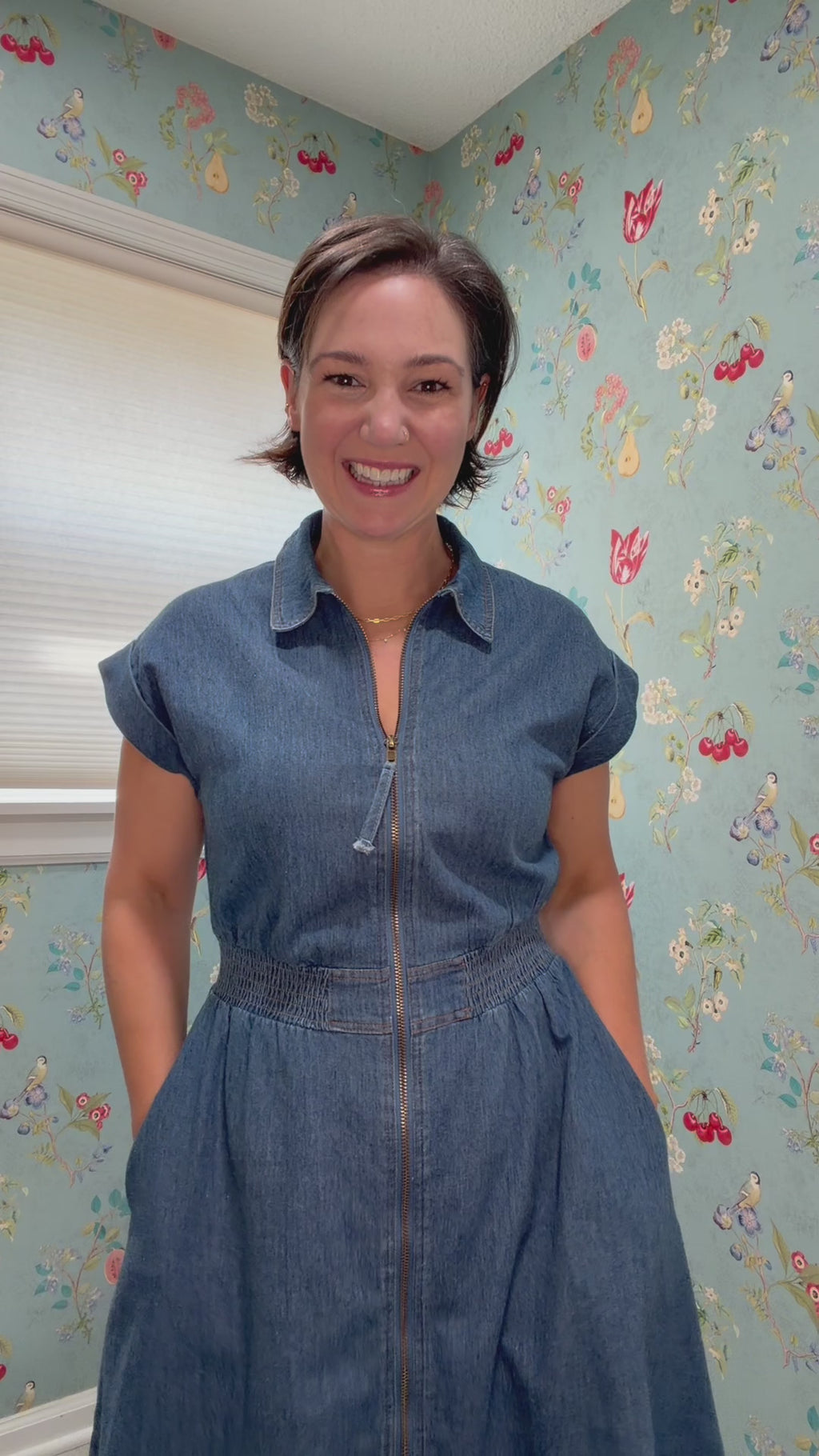 Front Zip Denim Dress