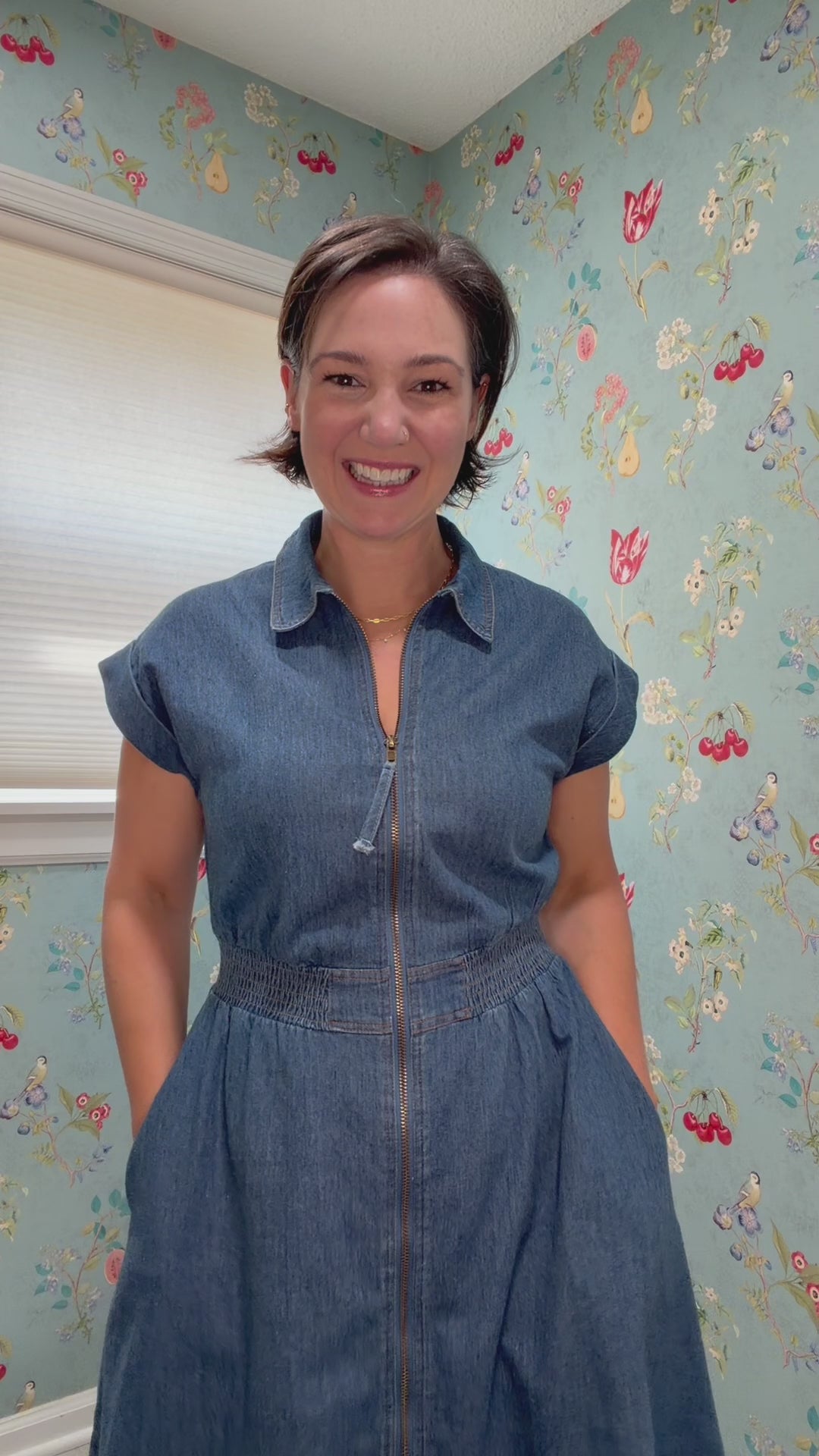 Front Zip Denim Dress